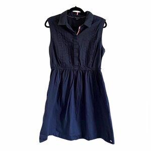 Tommy Hilfiger Navy Sleeveless Collared Shirt Dress